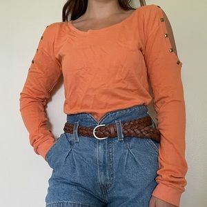 Studded Cold Shoulder Sweater